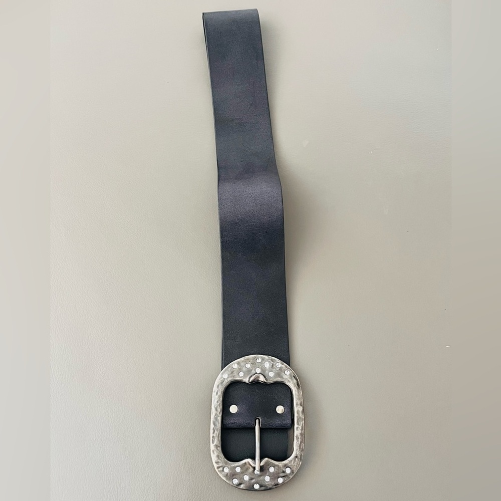 Vintage “Aldo” Italian Leather Black Boho Belt w Rhinestones - Made in Canada 🇨🇦 - Picture 9 of 11